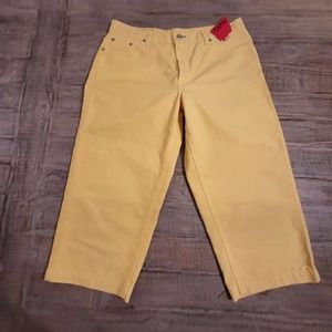 NWT Vintage Levis 577 Nouveau Capris Womens 16 Yellow Deadstock Made In USA